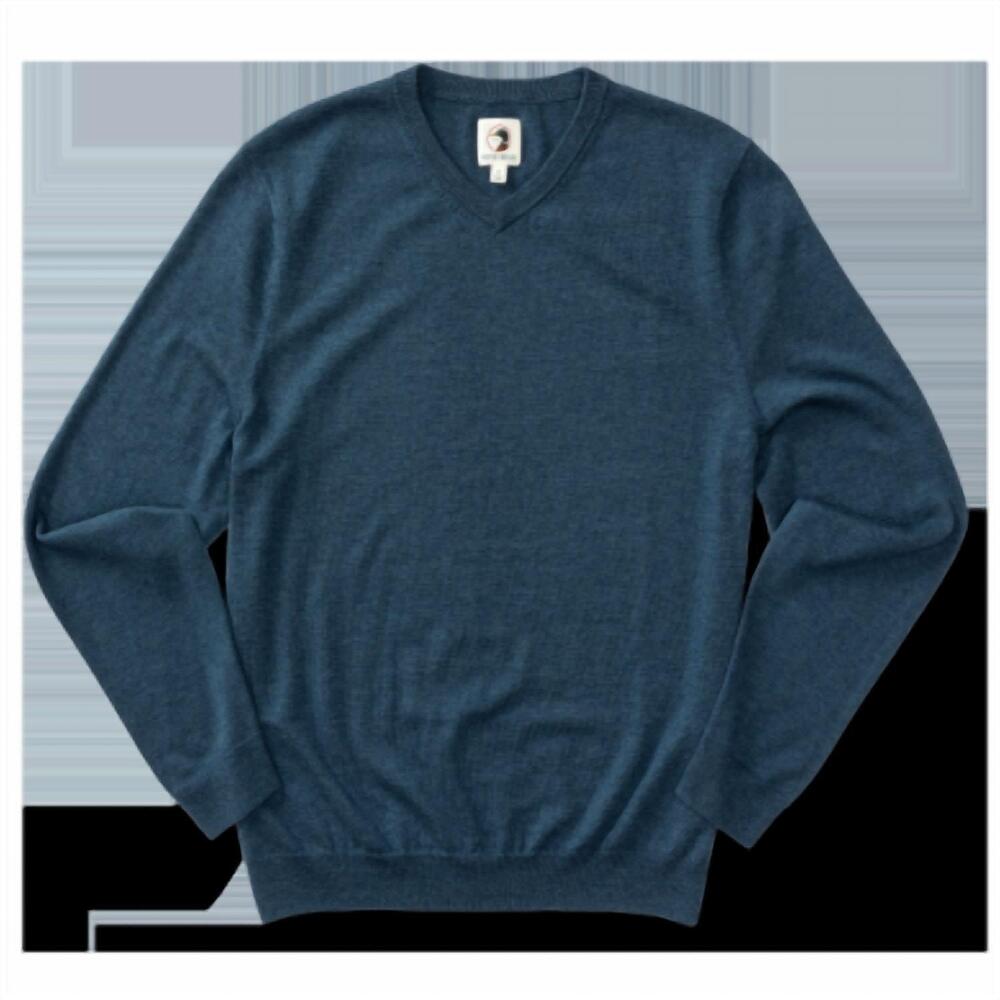 NEW DUCK HEAD men's buckley merino v-neck sweater in vintage blue heather